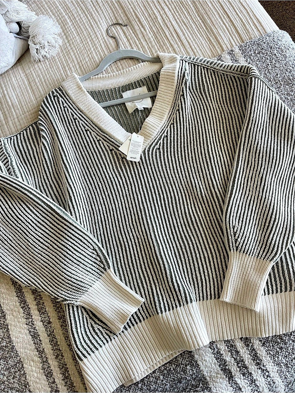 Aerie Chenille Oversized Striped Sweater